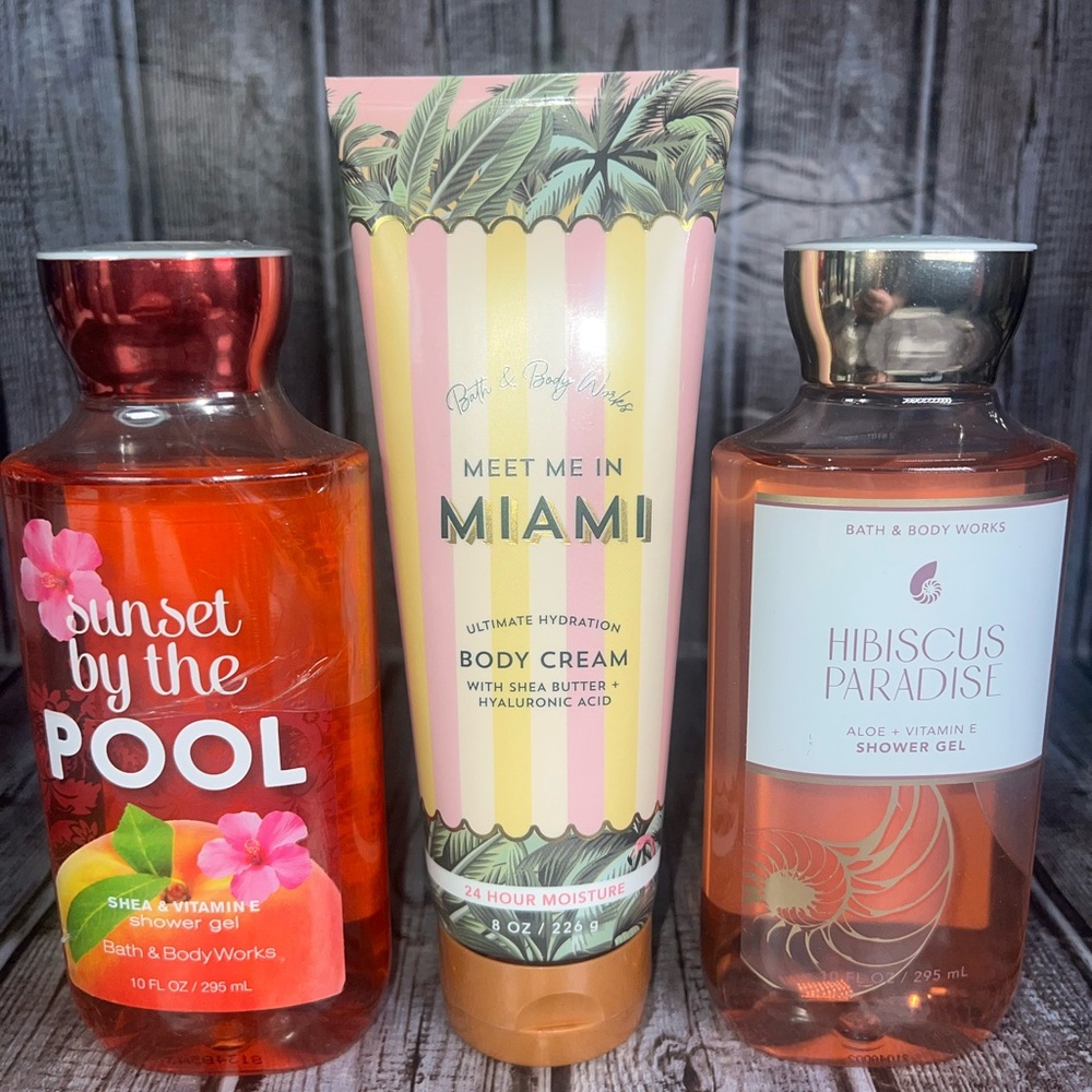 Lot‎ of 3 Bath & Body Works Body Care Bundle Miami Hibiscus Paradise